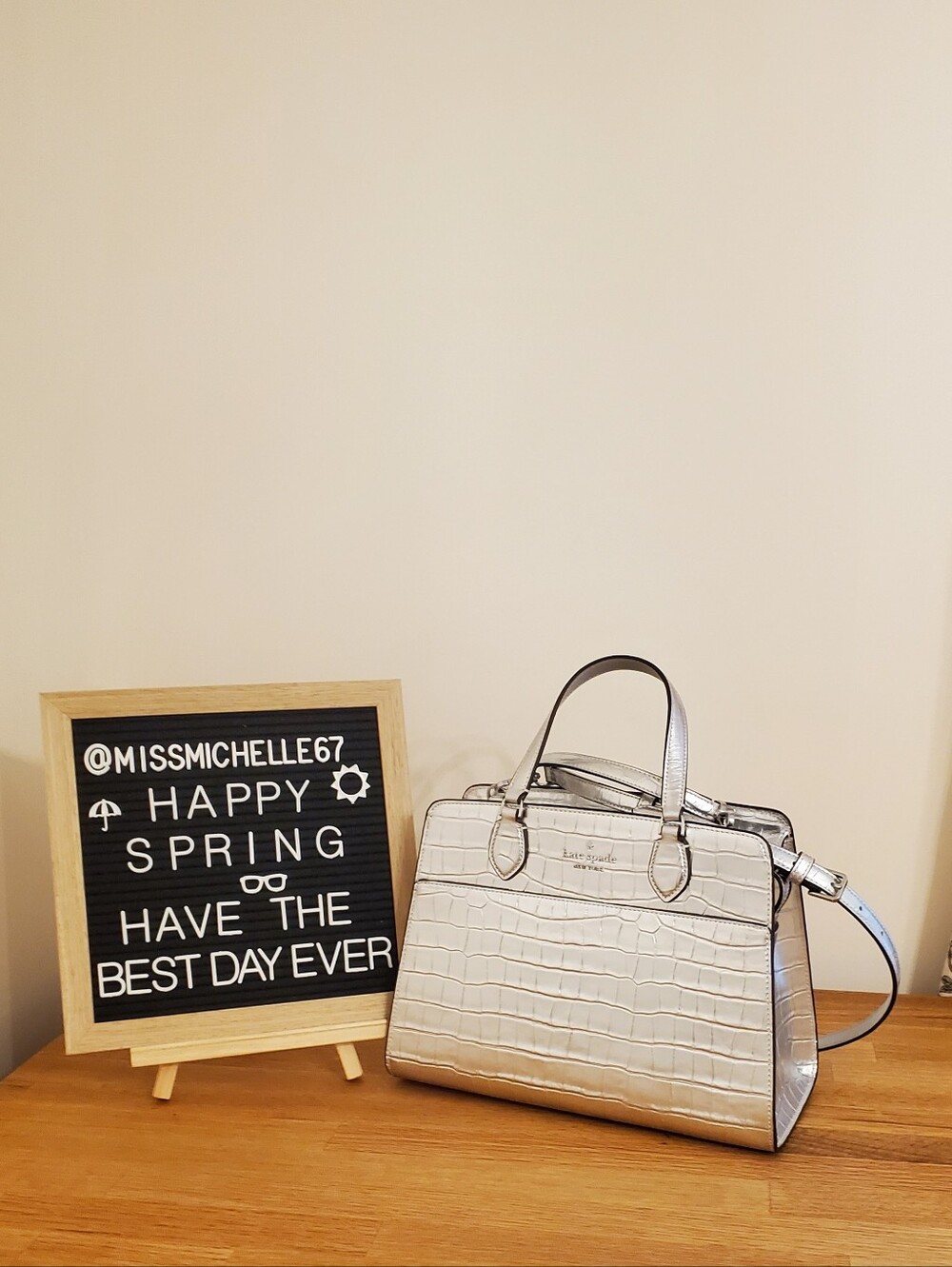 Kate Spade Metallic Crocodile-Embossed Handbag. NWT.